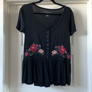 American Eagle Soft and Sexy Floral Peplum Top